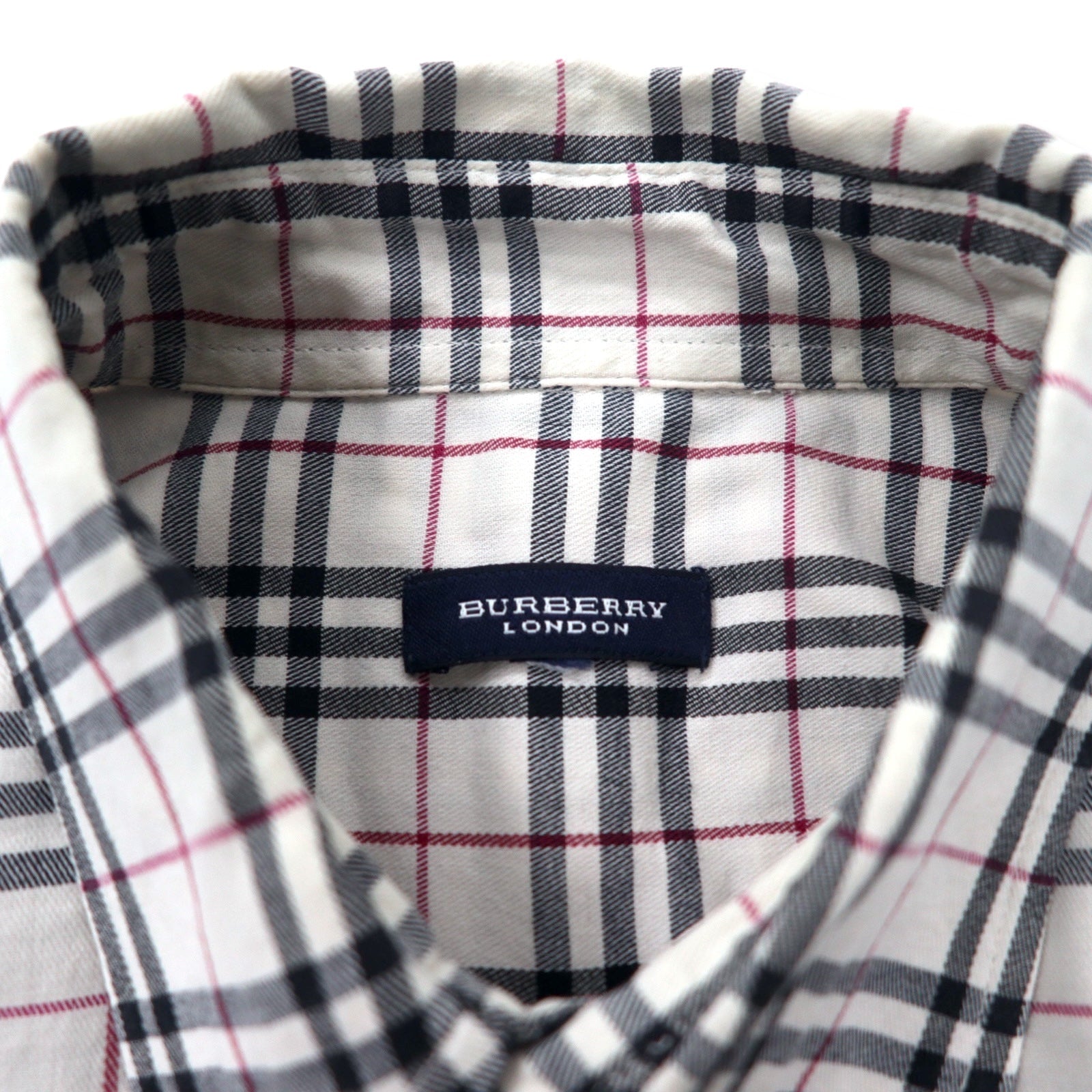 BURBERRY Camicia button-down Nova Check M bianca cotone stretch con logo ricamato