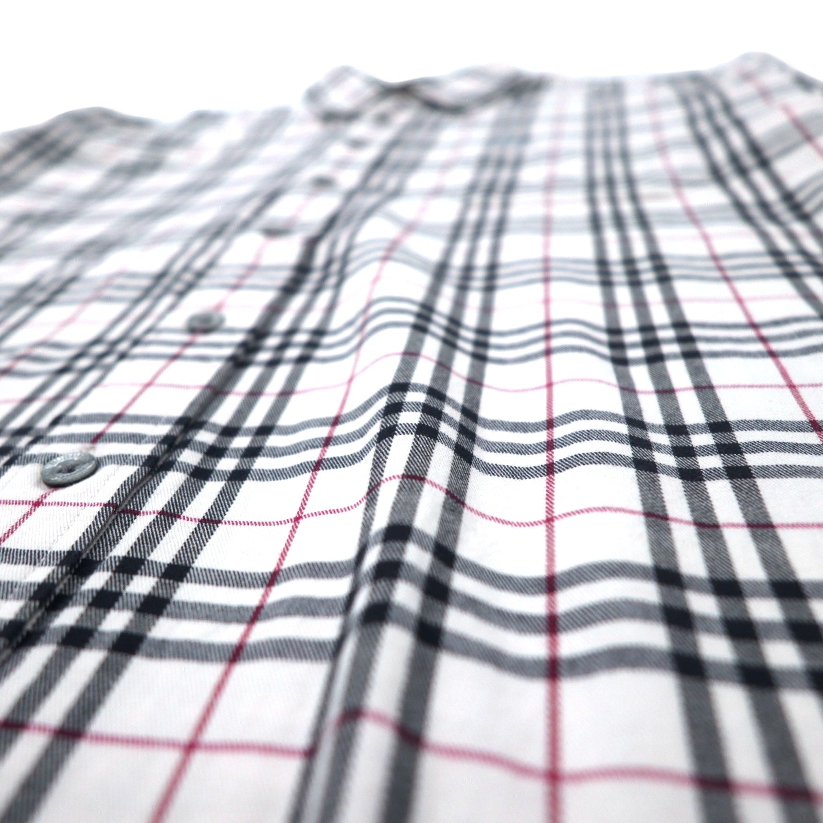 BURBERRY Camicia button-down Nova Check M bianca cotone stretch con logo ricamato