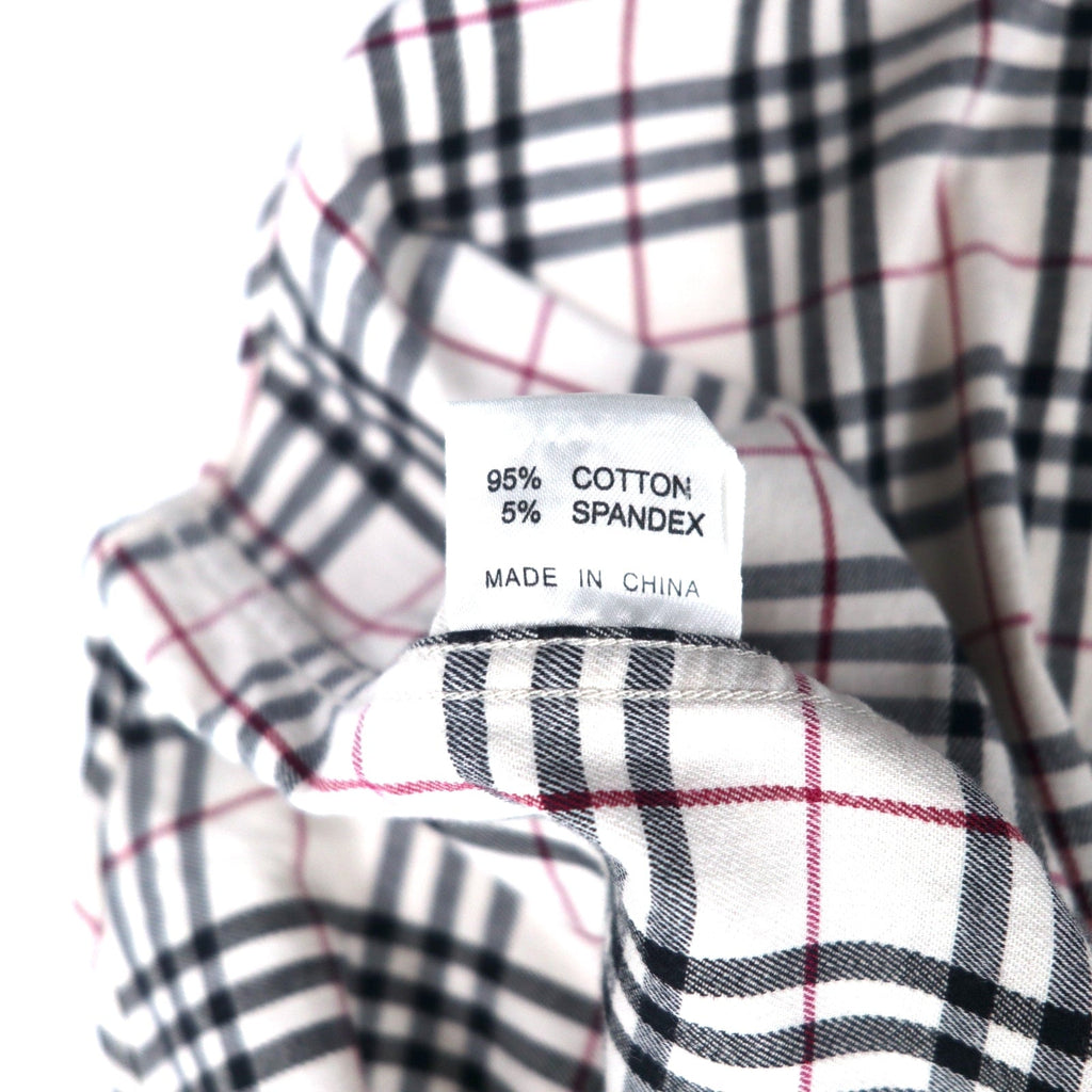 BURBERRY Camicia button-down Nova Check M bianca cotone stretch con logo ricamato