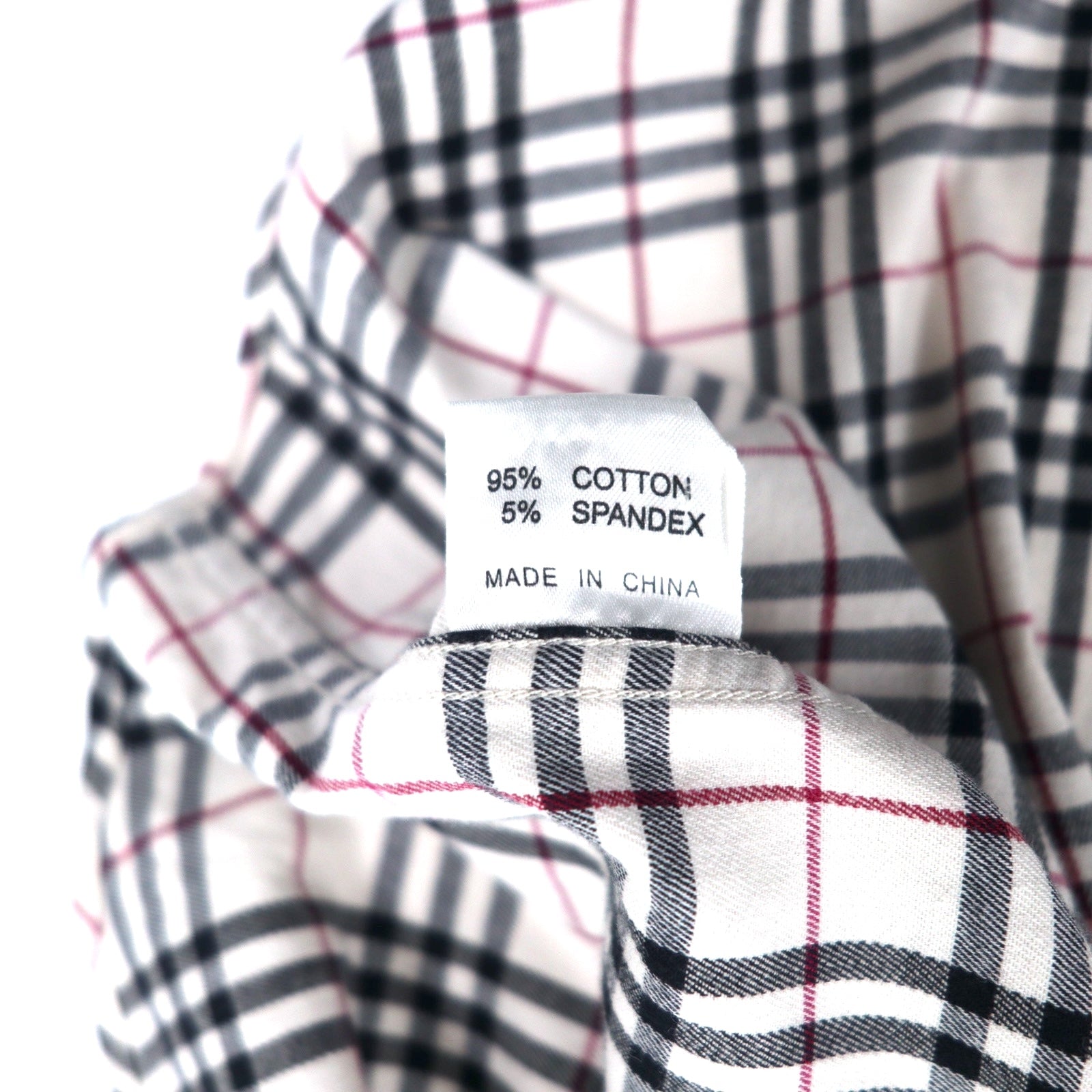 BURBERRY Camicia button-down Nova Check M bianca cotone stretch con logo ricamato
