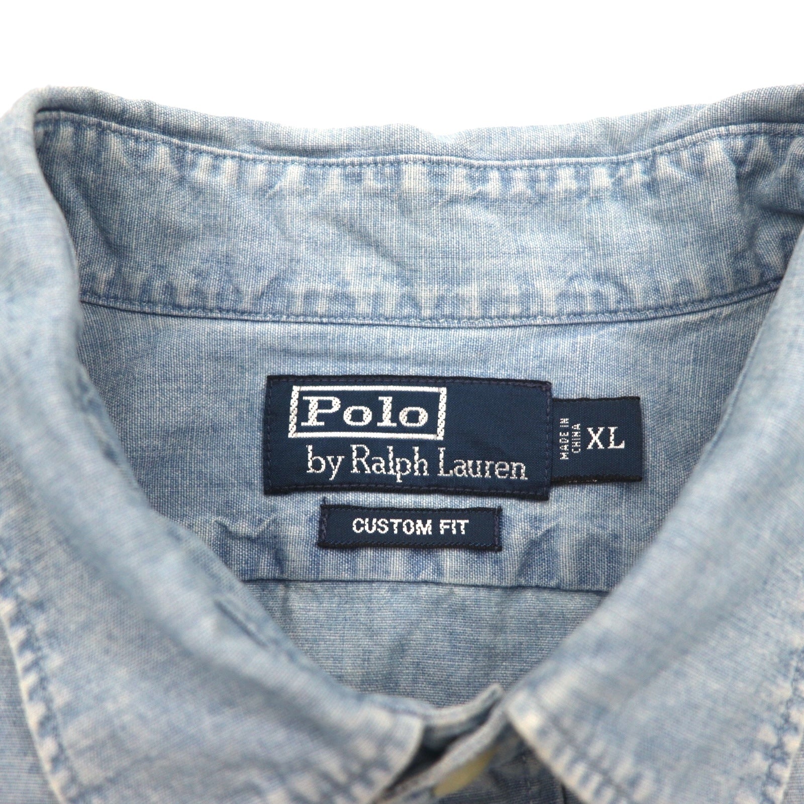 Polo by Ralph Lauren anni '90 camicia denim a maniche corte taglia XL blu cotone con taschino sul petto