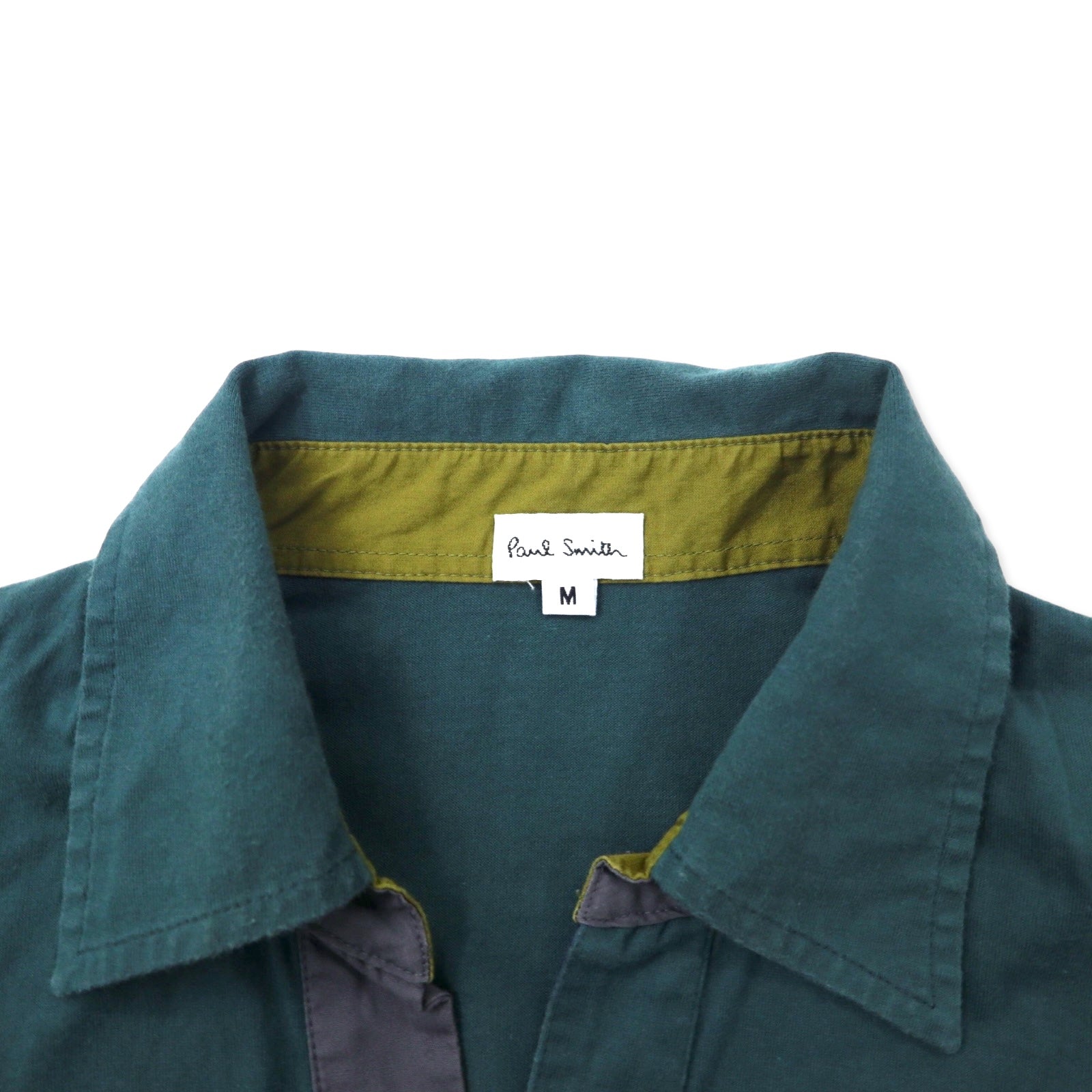 Paul Smith Polo a maniche lunghe con colletto aperto M verde cotone stampa floreale made in Japan