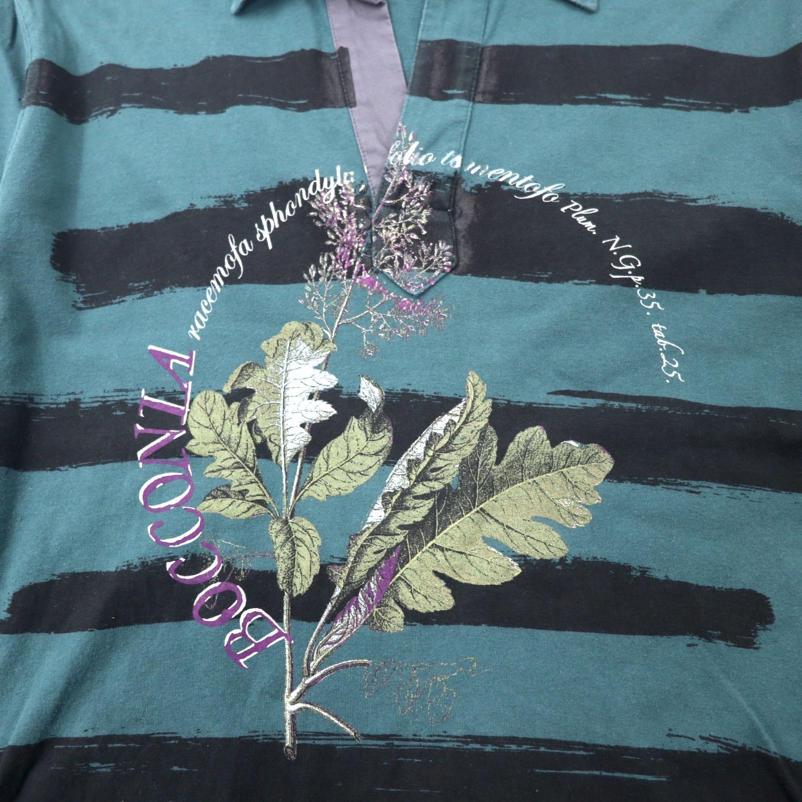 Paul Smith Polo a maniche lunghe con colletto aperto M verde cotone stampa floreale made in Japan