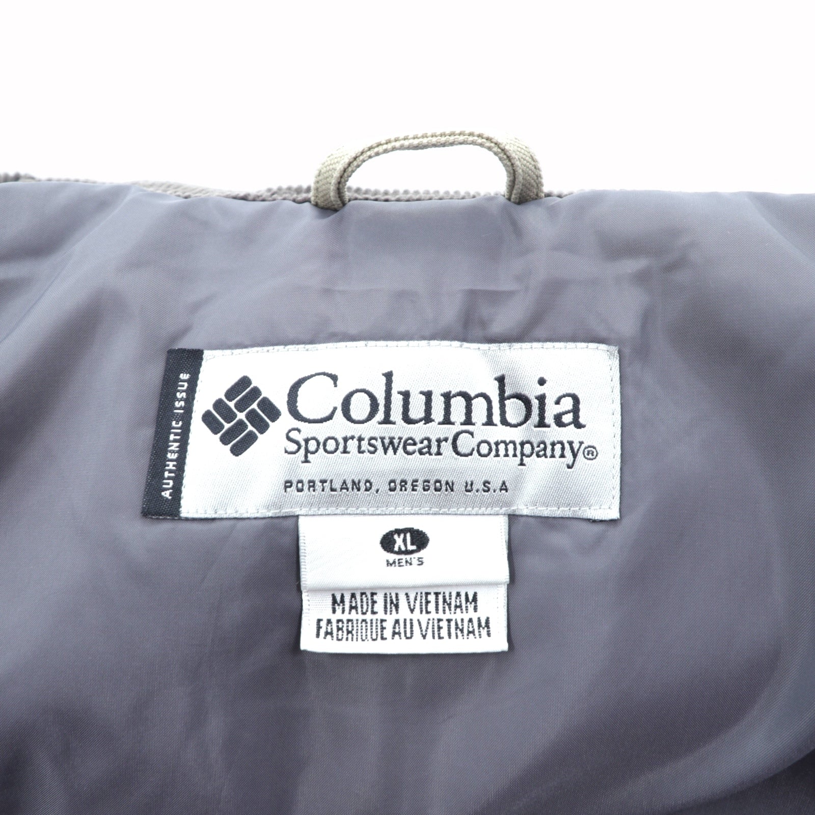 Columbia ダック地 中綿 ワークジャケット カバーオール XL ベージュ 襟コーデュロイ フード着脱 PM5028