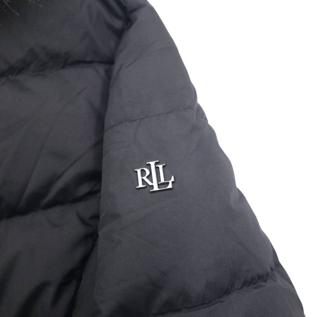 LAUREN RALPH LAUREN Aライン ダウンコート XXL ブラック ポリエステル ファー フード着脱式