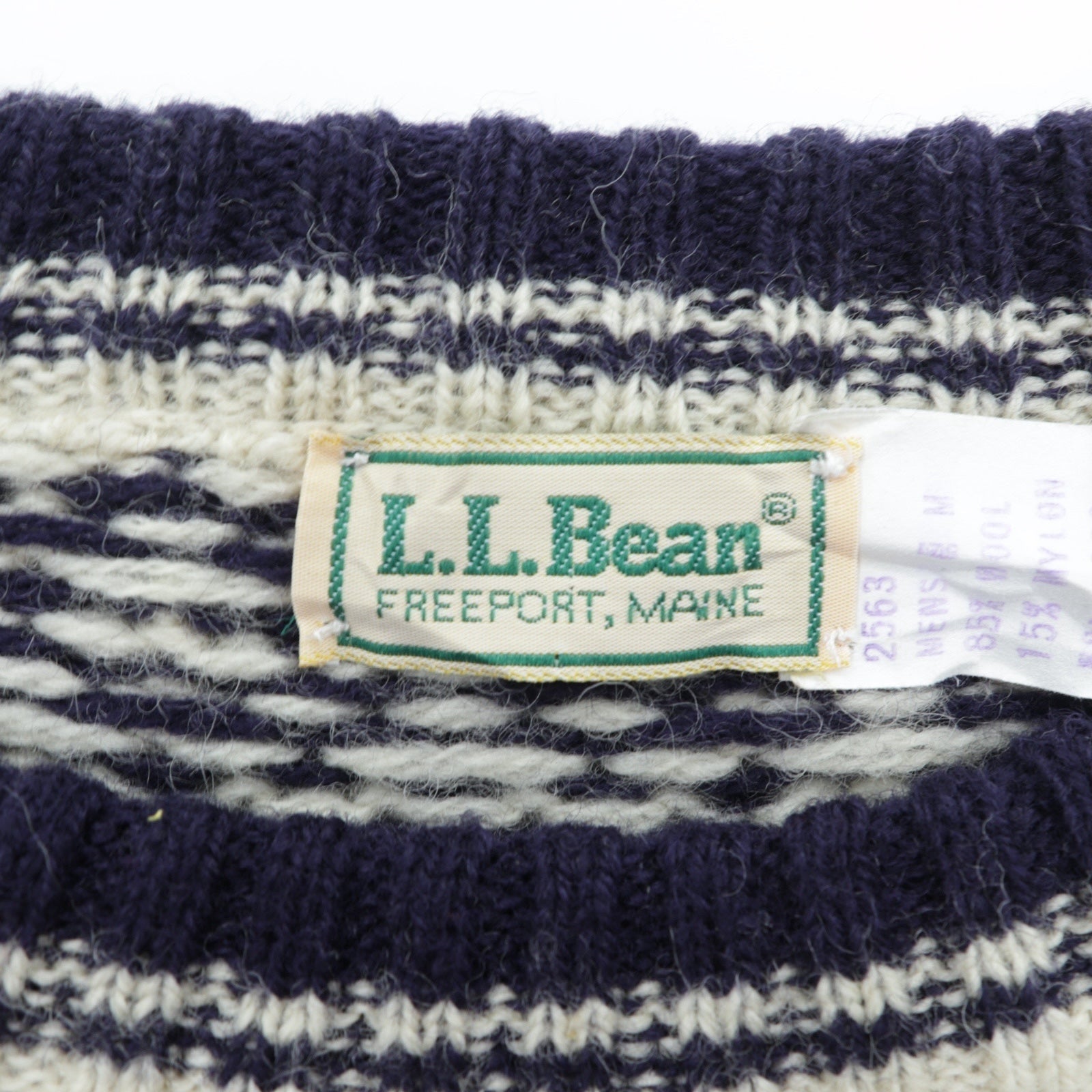 L.L.Bean 80年代 USA製 ノルディック ニット セーター M ホワイト 総柄 ウール