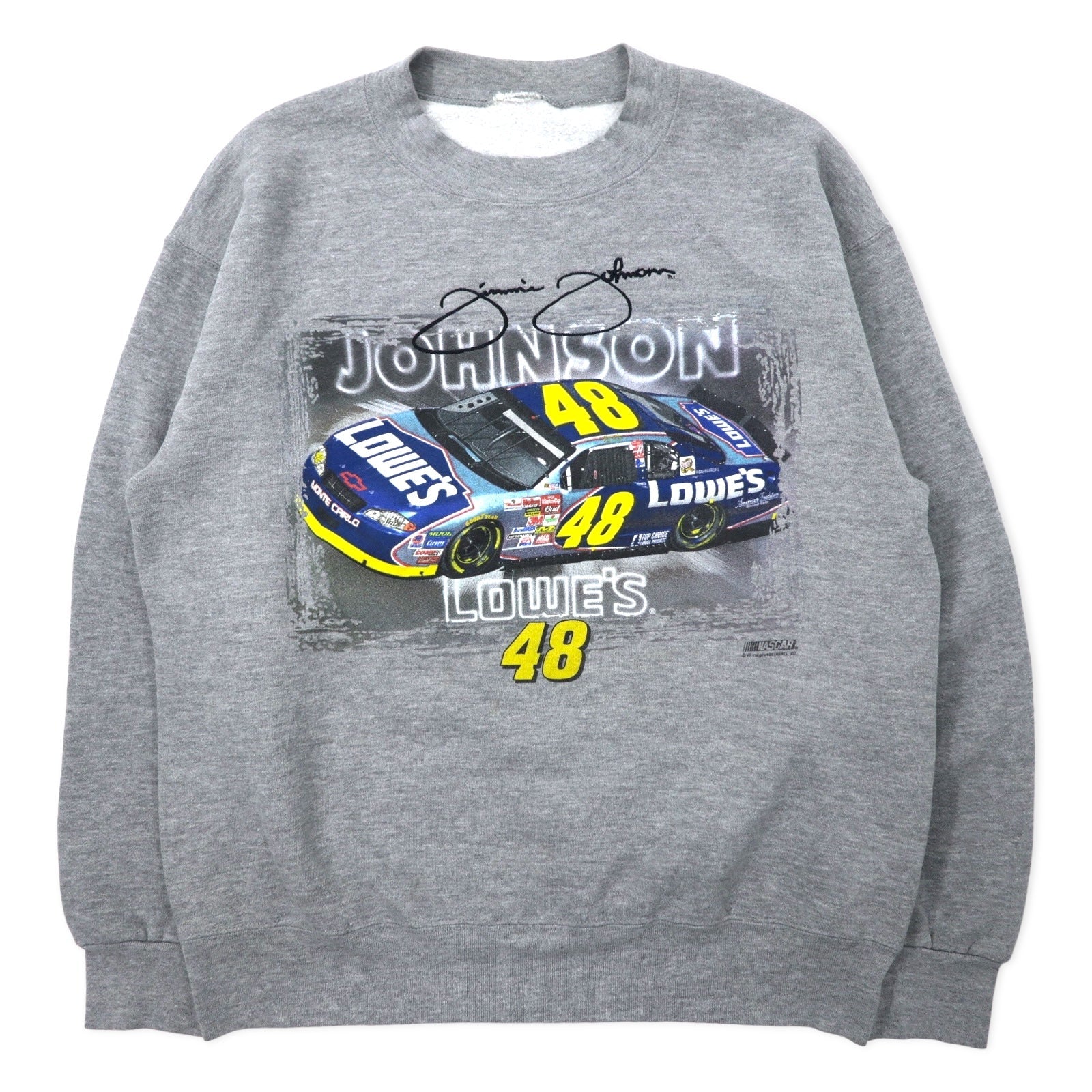 Felpa NASCAR da corsa con stampa M grigia cotone JOHNSON LOWE'S