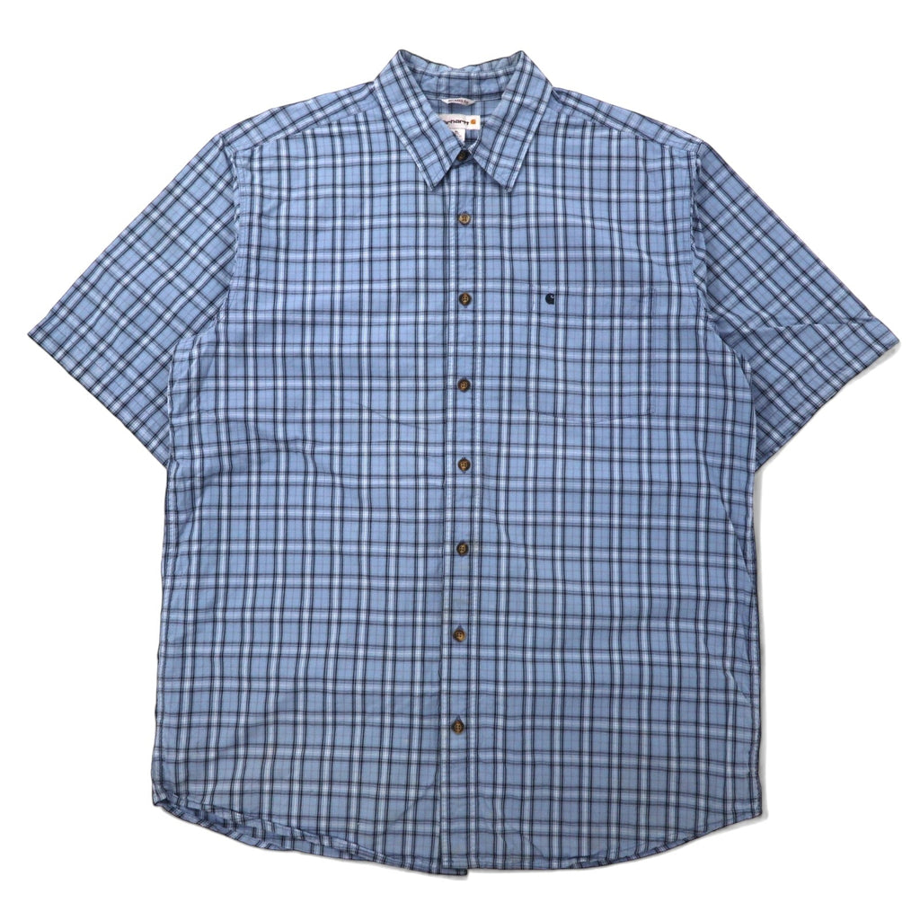 Carhartt - Camicia a maniche corte relaxed fit, taglia XL TALL, a quadri blu in cotone, taglia grande