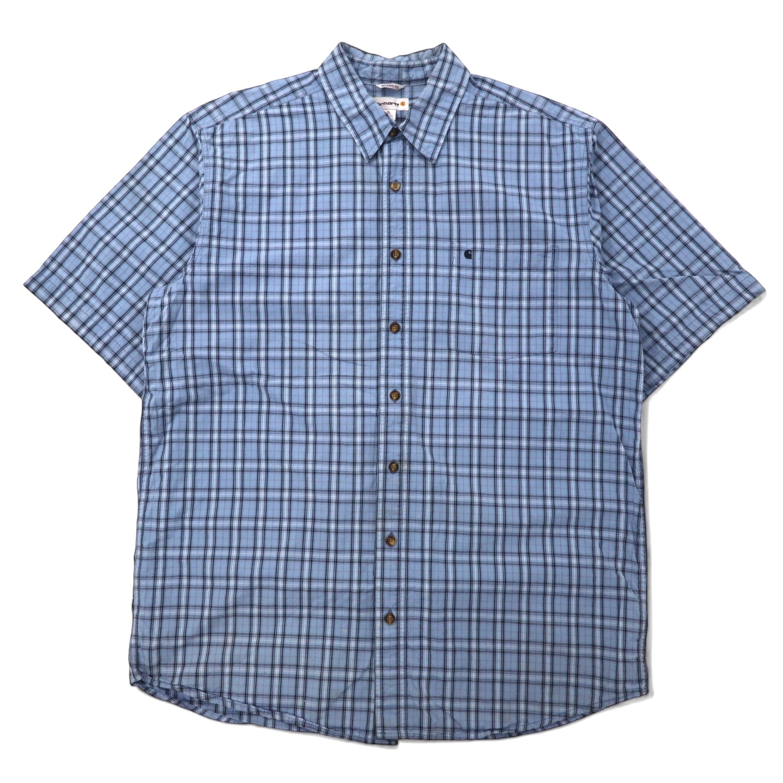 Carhartt - Camicia a maniche corte relaxed fit, taglia XL TALL, a quadri blu in cotone, taglia grande
