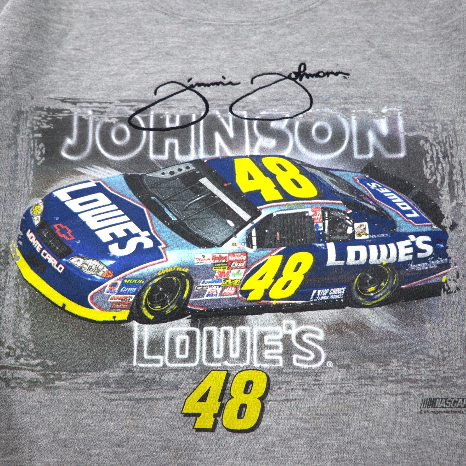 Felpa NASCAR da corsa con stampa M grigia cotone JOHNSON LOWE'S