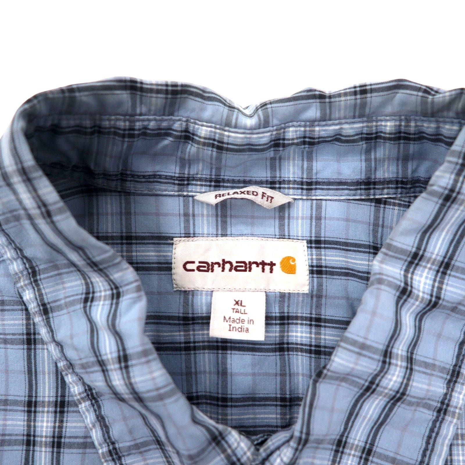 Carhartt - Camicia a maniche corte relaxed fit, taglia XL TALL, a quadri blu in cotone, taglia grande