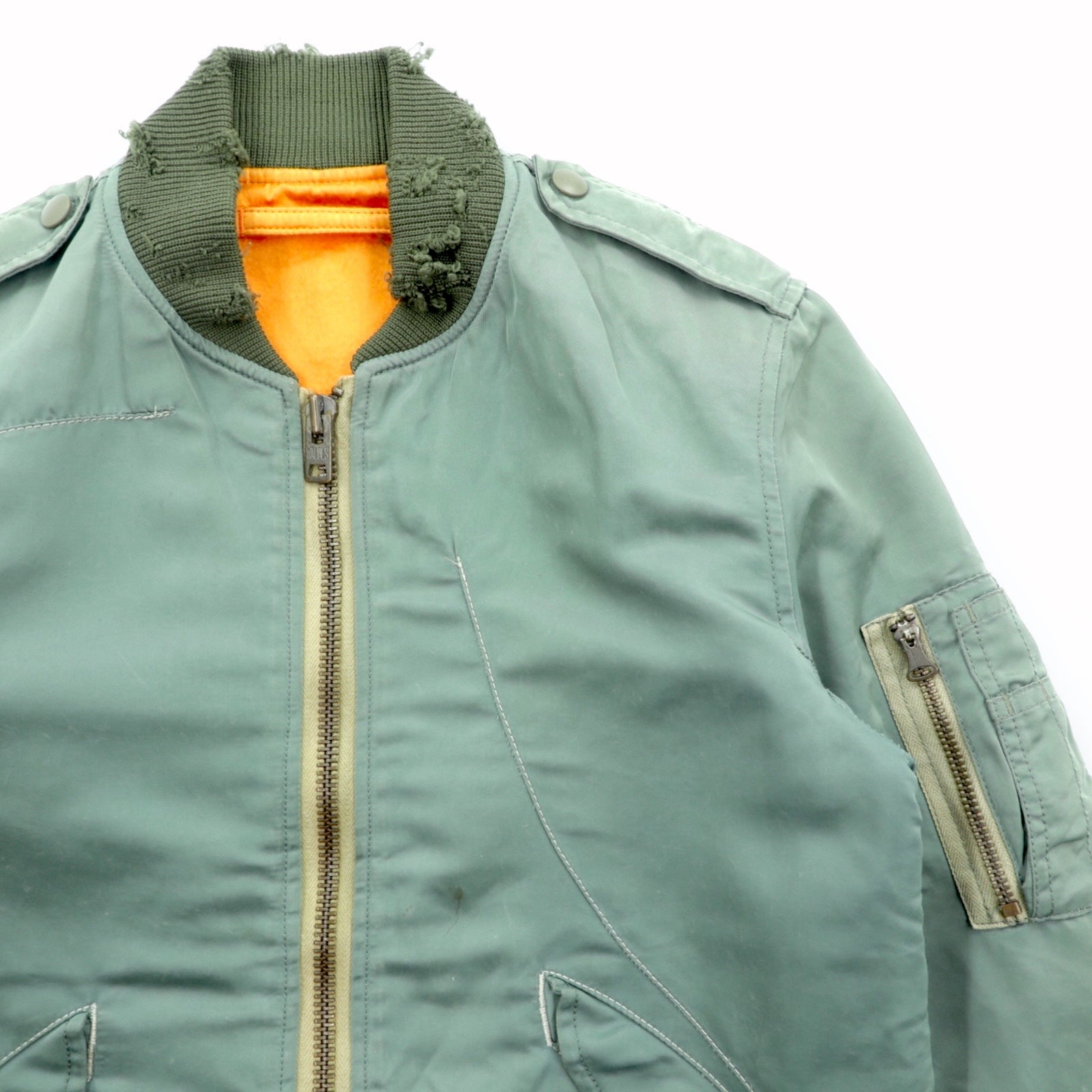 Japan Vintage Flight Jacket Inpaichthys kerri MA-1 ダメージ加工 フライトジャケット S カーキ 日本製
