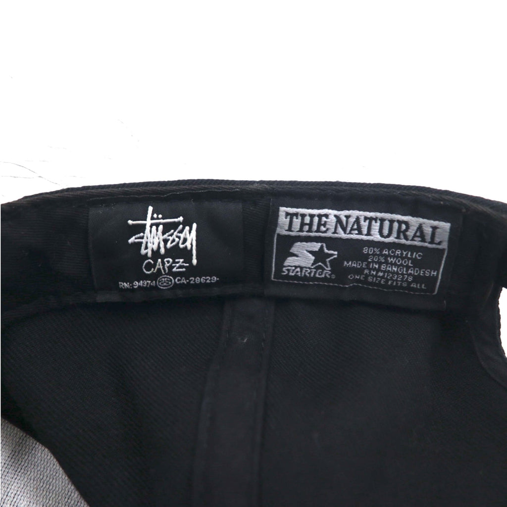 stussy CAPZ × STARTER ベースボールキャップ スナップバック FREE ブラック アクリル ウール シャネルロゴ