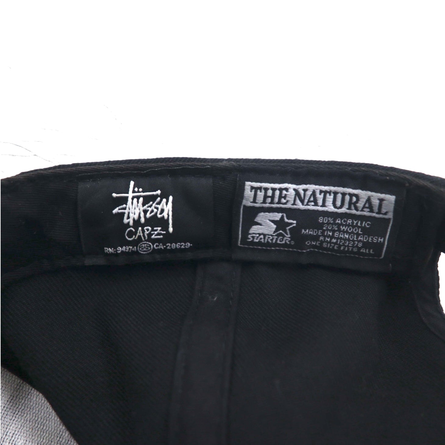 stussy CAPZ × STARTER Berretto da baseball snapback TAGLIA UNICA nero acrilico lana logo Chanel