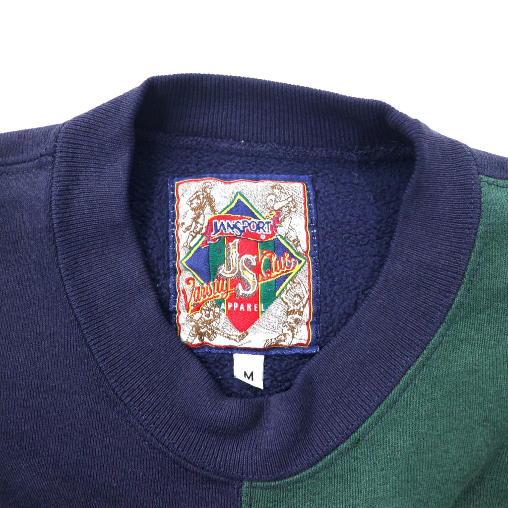 JAN SPORT Anni '90 VARSITY CLUB Felpa ricamata college M Blu navy Verde Cotone NOTRE DAME