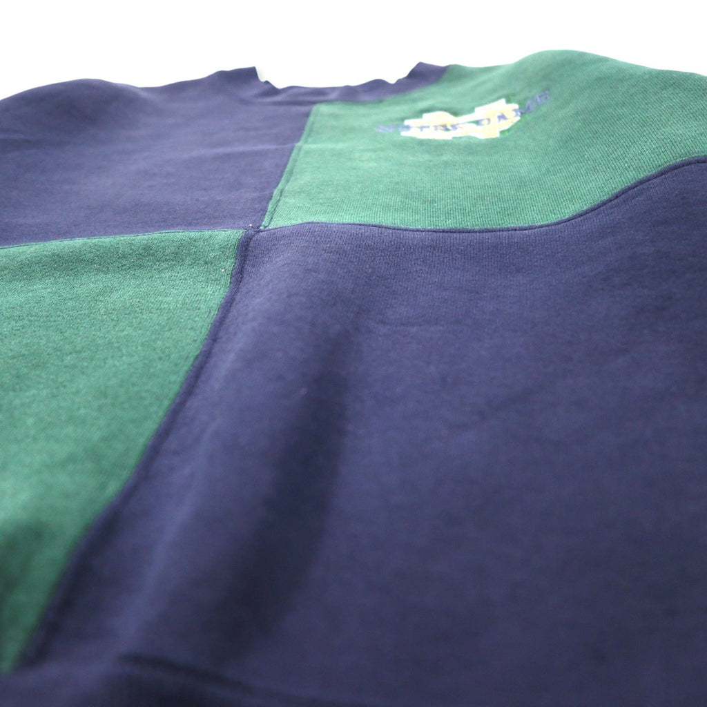 JAN SPORT Anni '90 VARSITY CLUB Felpa ricamata college M Blu navy Verde Cotone NOTRE DAME