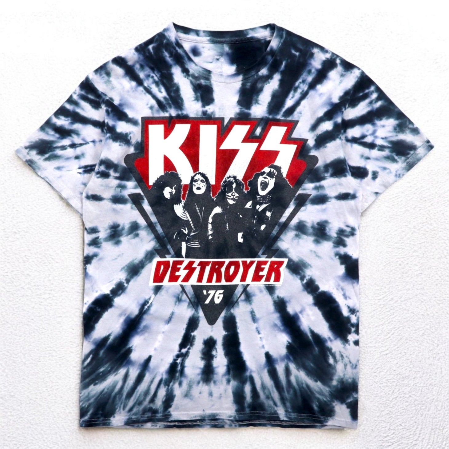 KISS Destroyer '76 T-shirt a maniche corte, taglia M, blu tie-dye, cotone, LIQUID BLUE