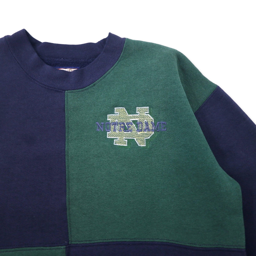JAN SPORT Anni '90 VARSITY CLUB Felpa ricamata college M Blu navy Verde Cotone NOTRE DAME