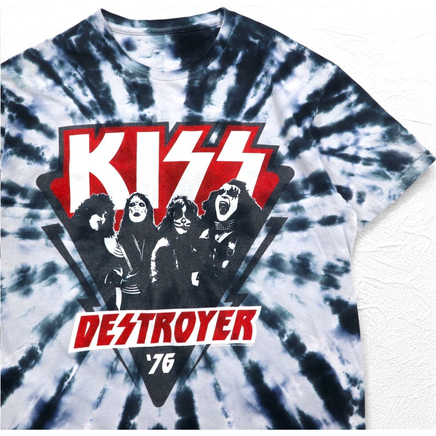 KISS Destroyer '76 T-shirt a maniche corte, taglia M, blu tie-dye, cotone, LIQUID BLUE