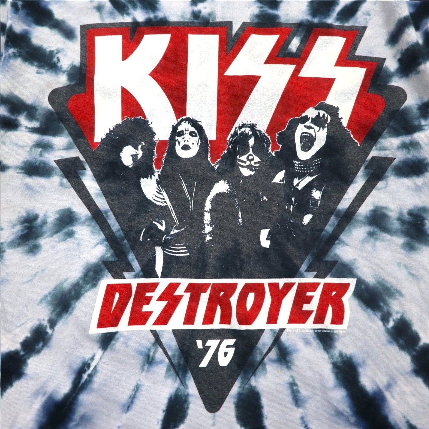 KISS Destroyer '76 T-shirt a maniche corte, taglia M, blu tie-dye, cotone, LIQUID BLUE