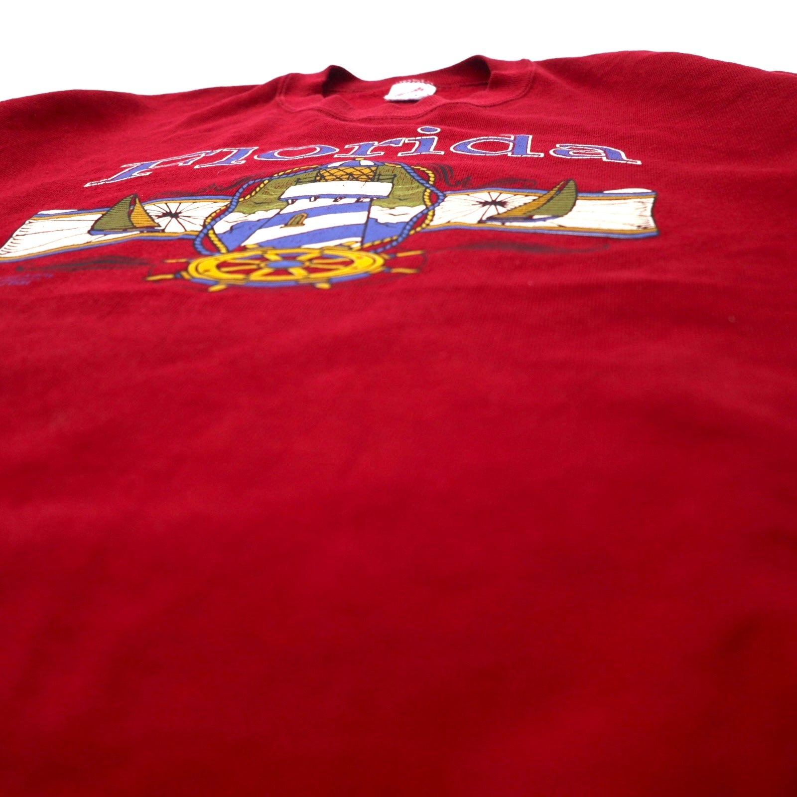 JERZEES Made in USA Anni '90 Stampa Felpa XL Rossa Cotone Florida