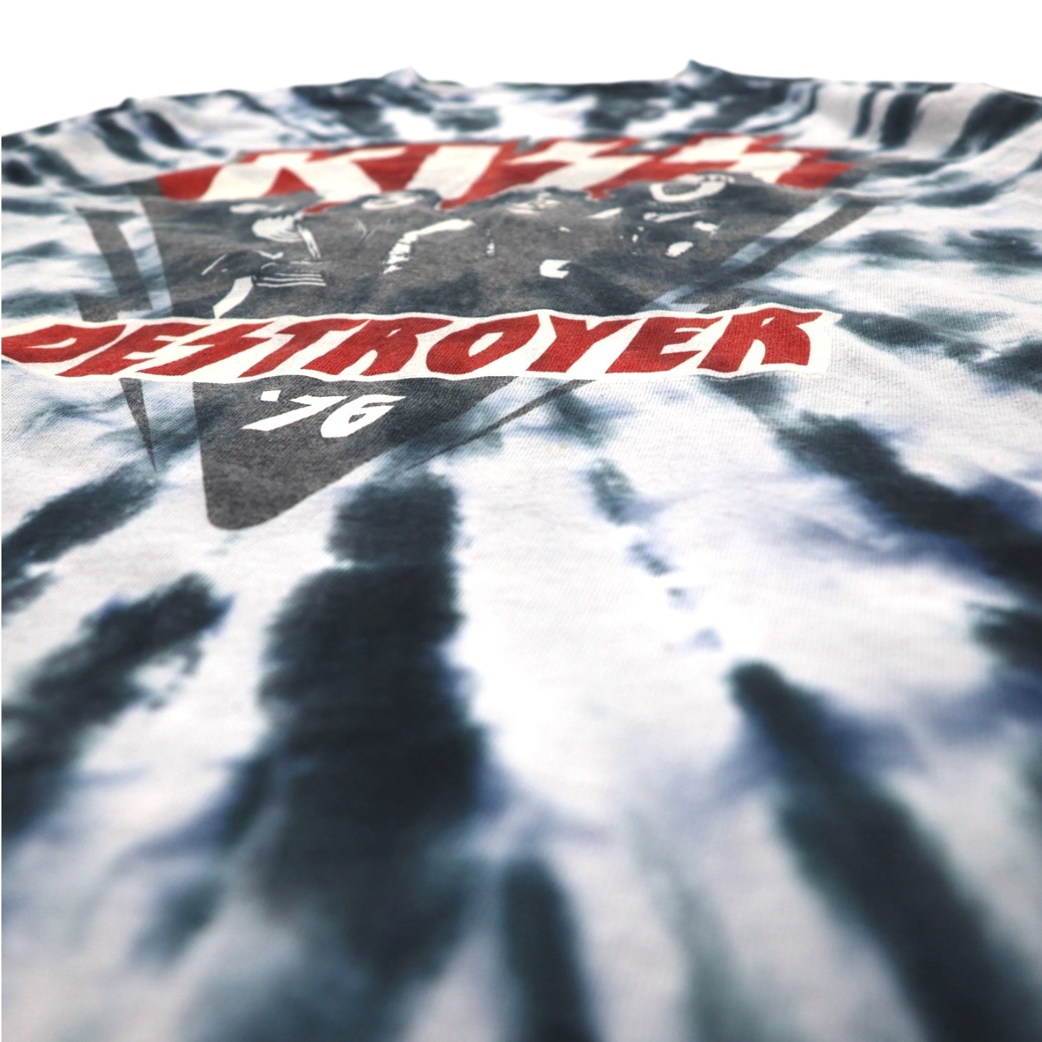 KISS Destroyer '76 T-shirt a maniche corte, taglia M, blu tie-dye, cotone, LIQUID BLUE