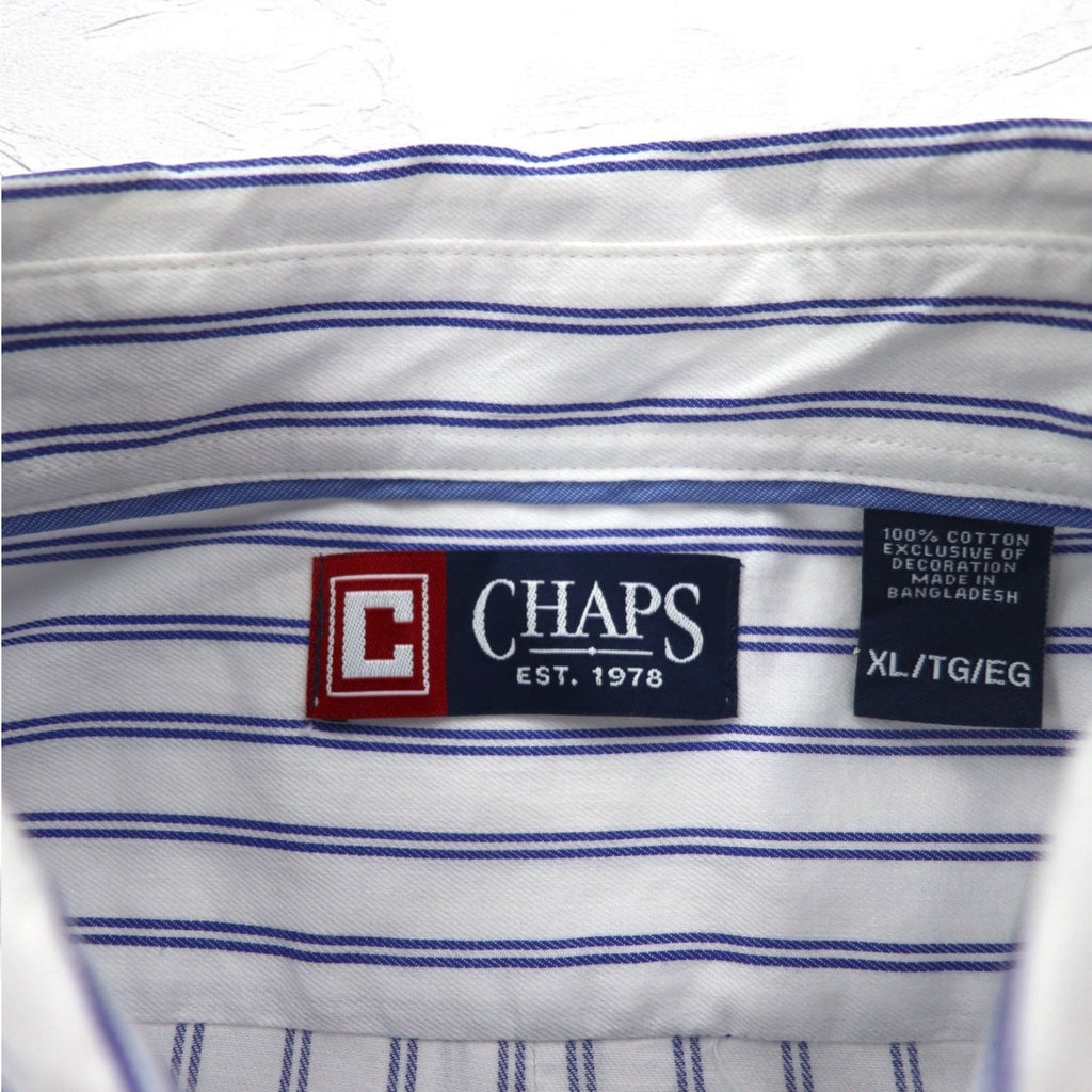 CHAPS ボタンダウンシャツ XL ホワイト ストライプ コットン 胸ポケット 未使用品