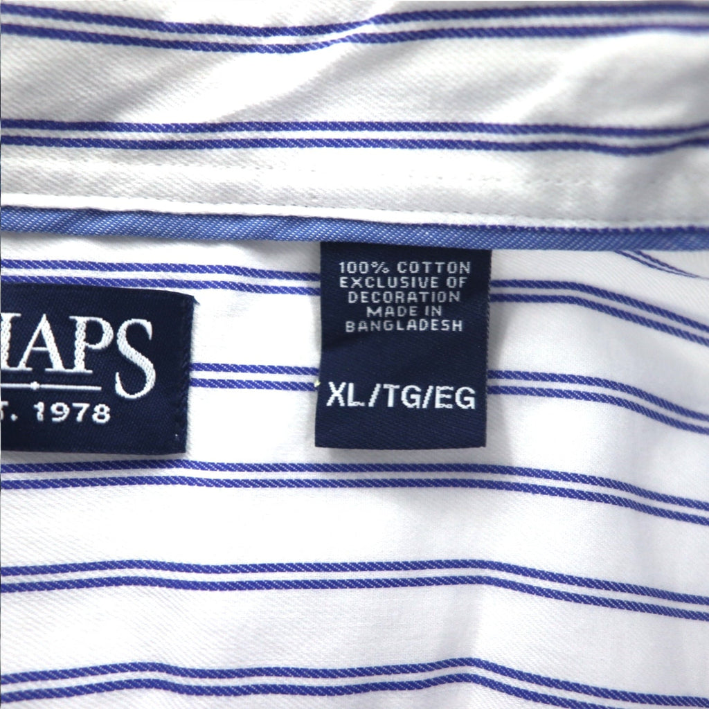 CHAPS ボタンダウンシャツ XL ホワイト ストライプ コットン 胸ポケット 未使用品