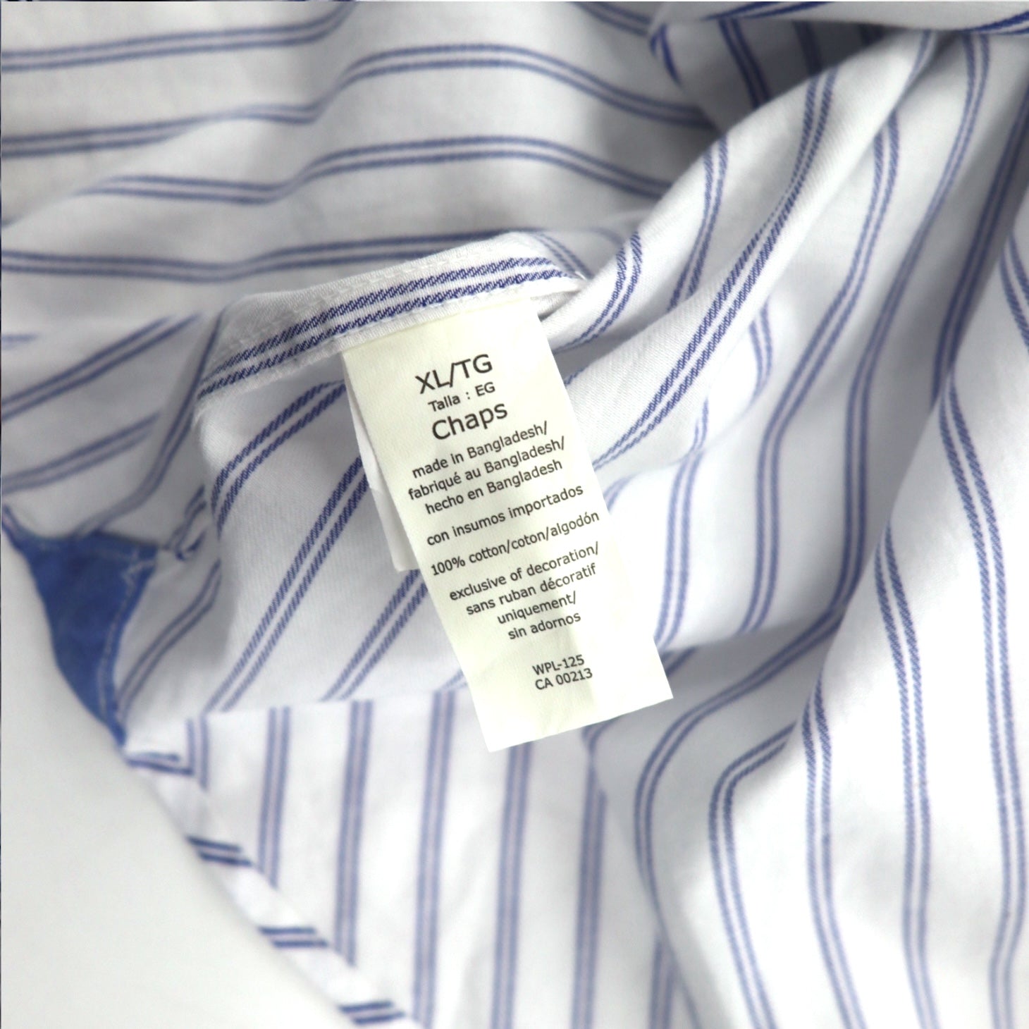 Camicia button-down CHAPS XL bianca a righe in cotone con taschino sul petto, mai usata