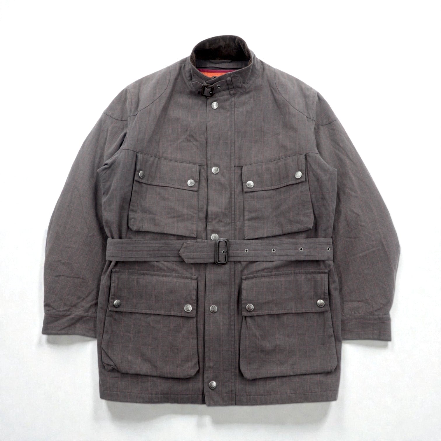 THE SCOTCH HOUSE 中綿 サファリジャケット XL ベルト付き ライナー着脱 スタンドカラー 4ポケット