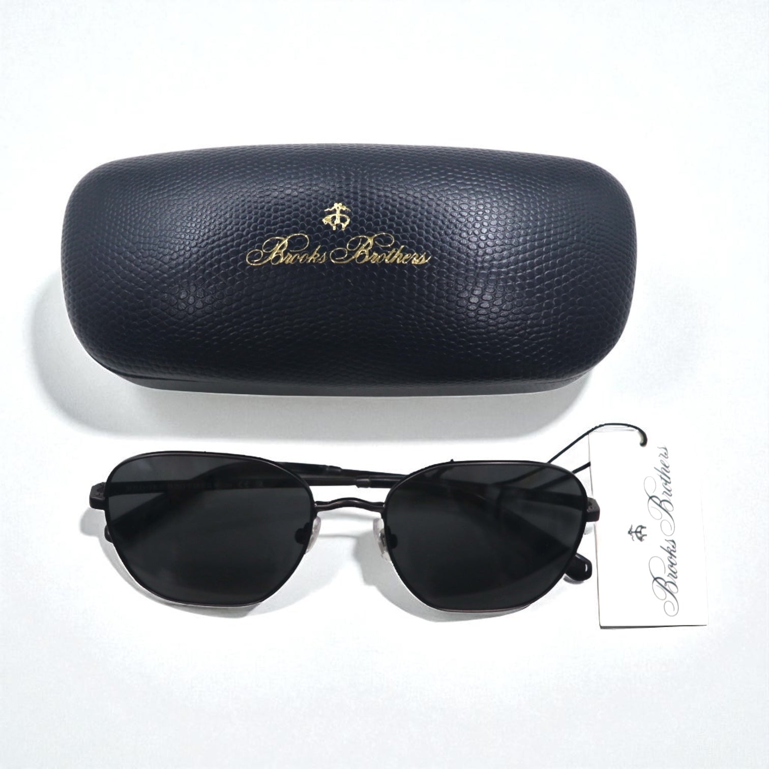 Brooks Brothers ガンメタル スクエア サングラス メタルフレーム BB4066 103587 55-19 145 3N 未使用品