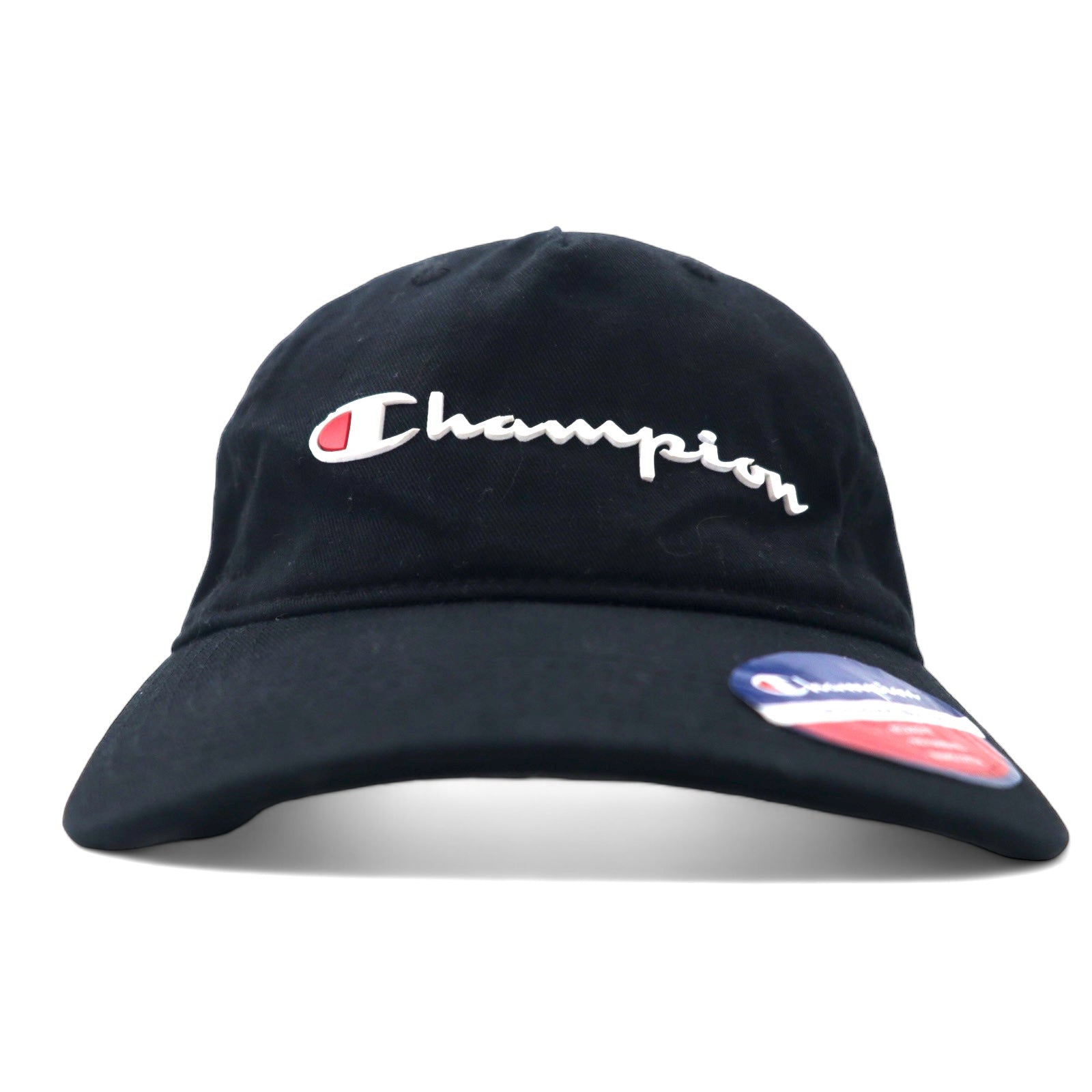 Champion - Cappellino a 6 pannelli con logo script, taglia unica, regolabile, nero, cotone