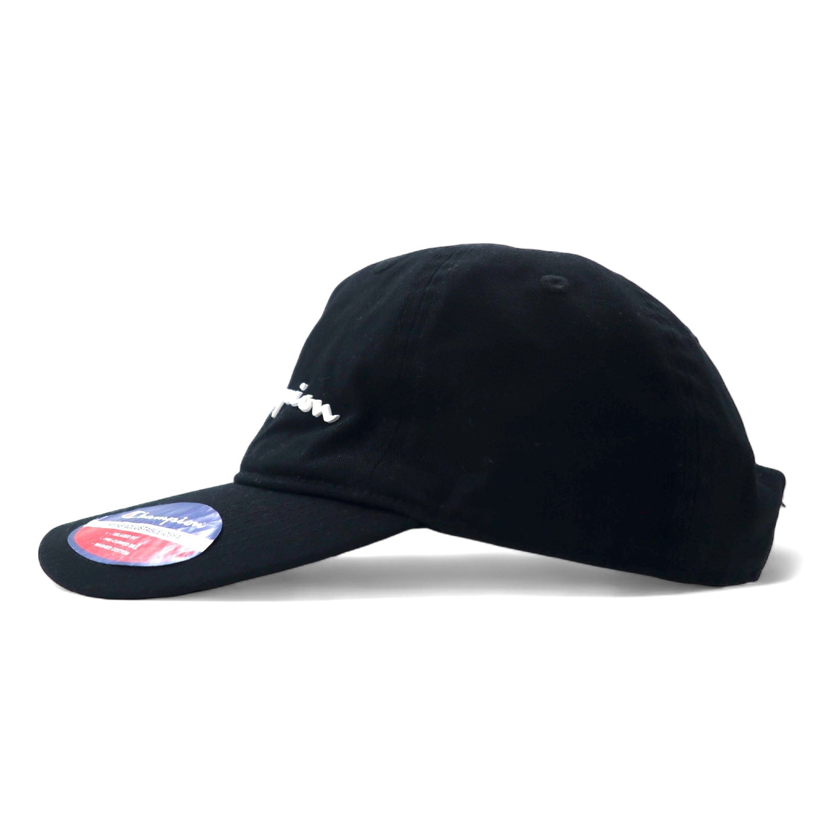 Champion - Cappellino a 6 pannelli con logo script, taglia unica, regolabile, nero, cotone