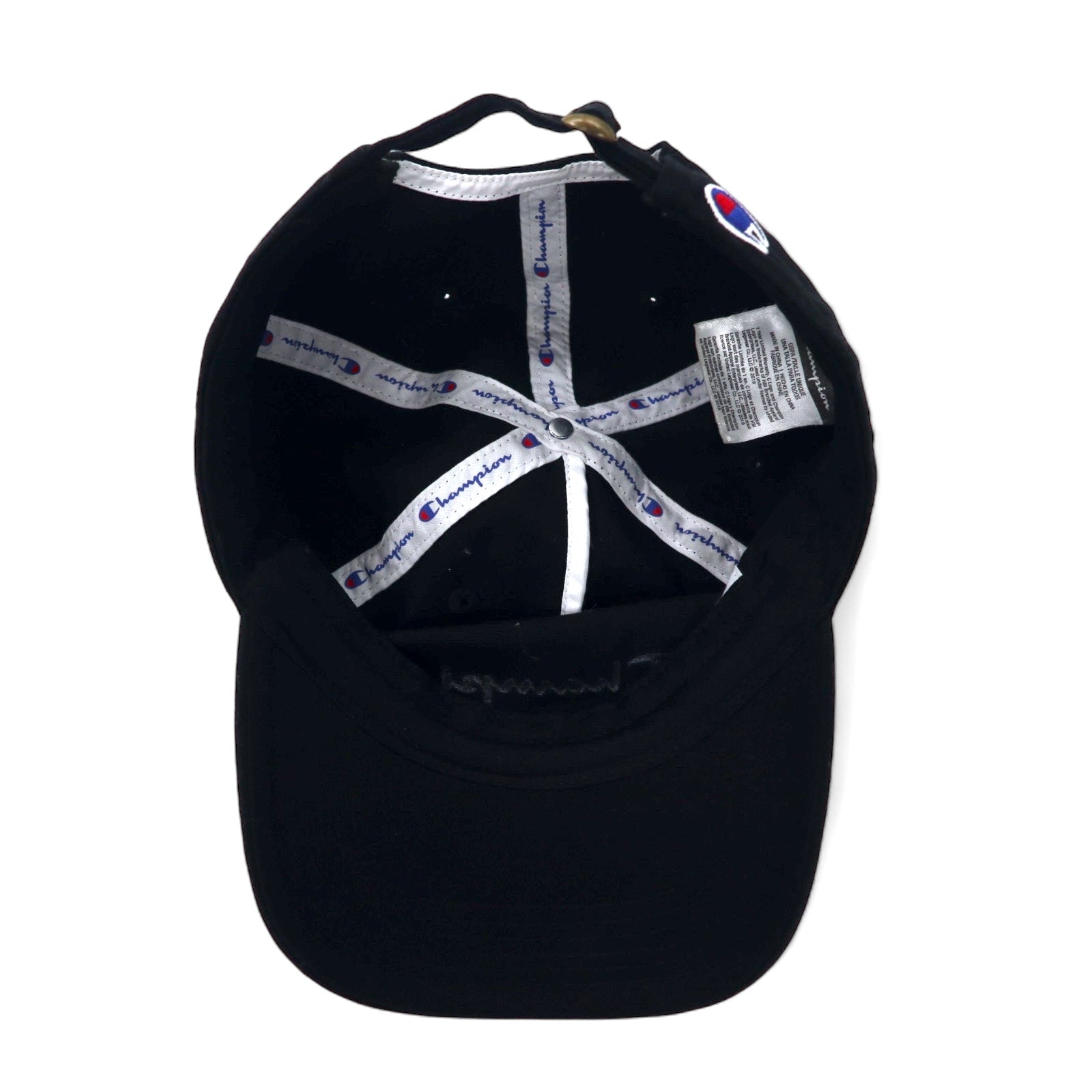 Champion - Cappellino a 6 pannelli con logo script, taglia unica, regolabile, nero, cotone