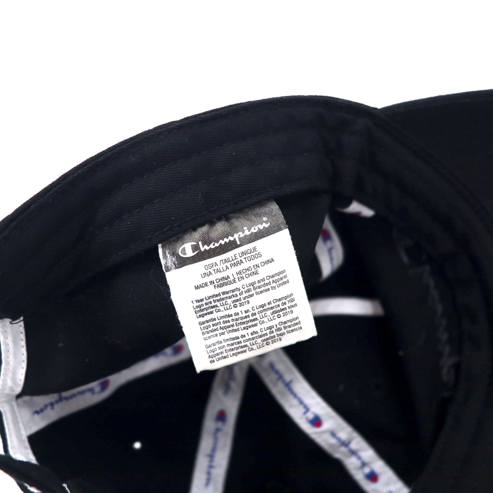 Champion - Cappellino a 6 pannelli con logo script, taglia unica, regolabile, nero, cotone