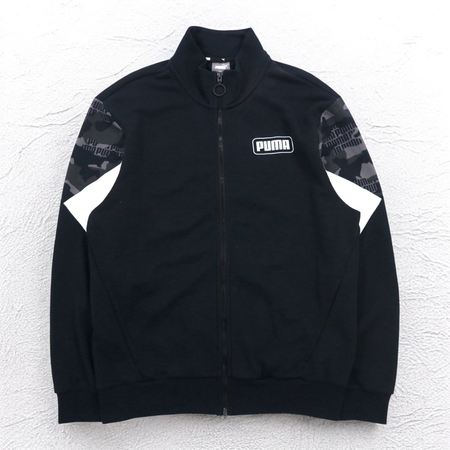 Giacca da tuta PUMA in cotone nera Rebel Camo Full-Zip 587058-01, taglia L