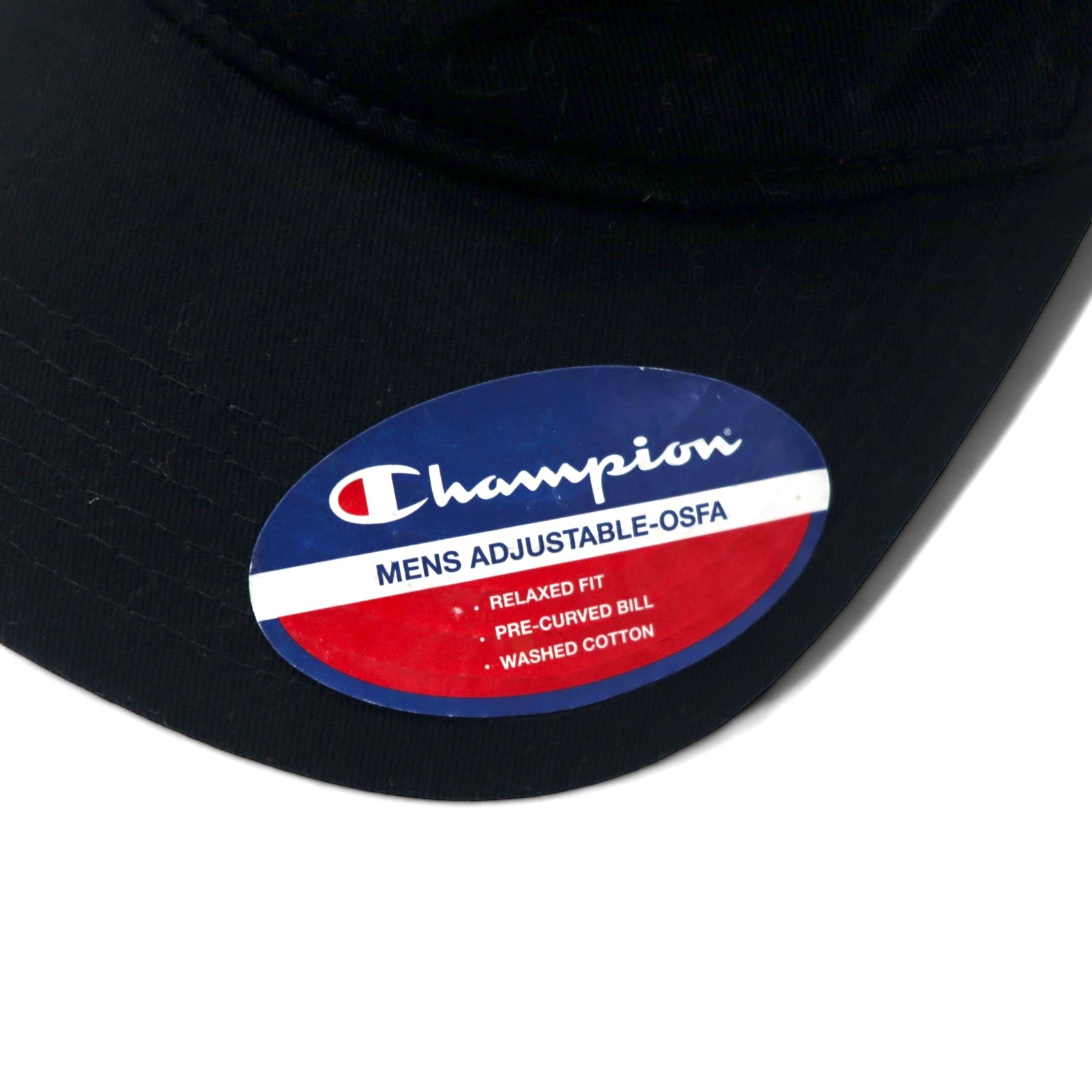 Champion - Cappellino a 6 pannelli con logo script, taglia unica, regolabile, nero, cotone