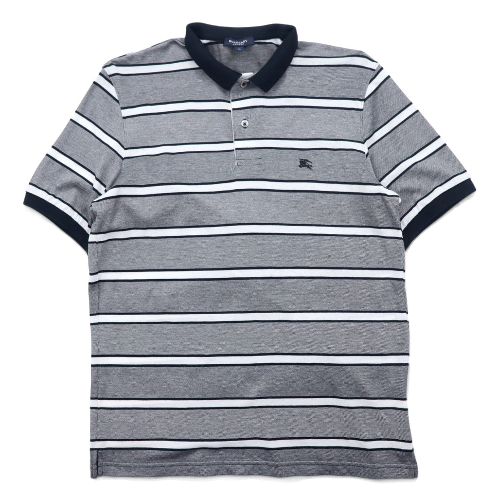 BURBERRY LONDON Polo a righe L Grigio Cotone con logo ricamato BBV98-508-09 Made in Japan