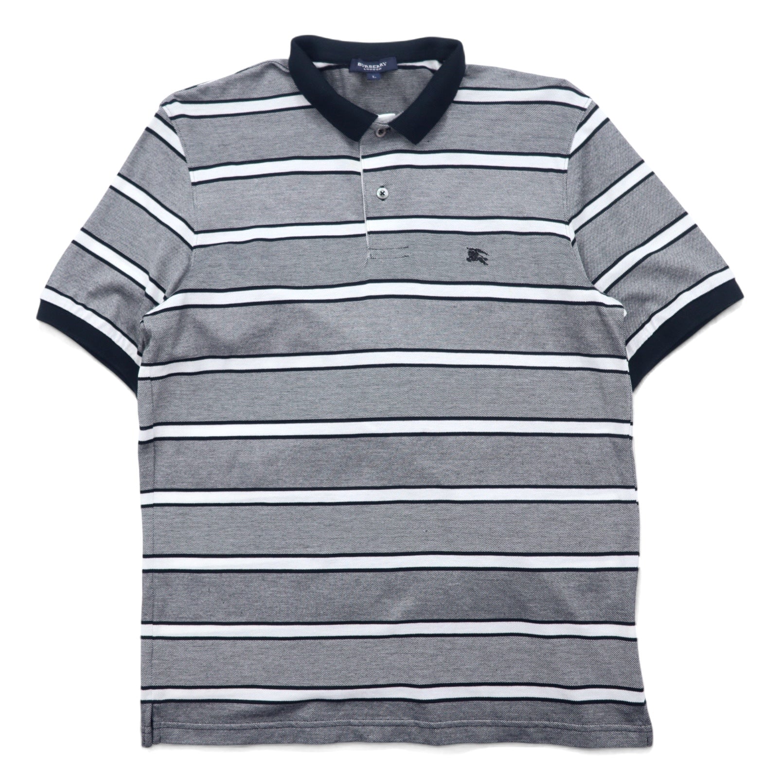 BURBERRY LONDON Polo a righe L Grigio Cotone con logo ricamato BBV98-508-09 Made in Japan