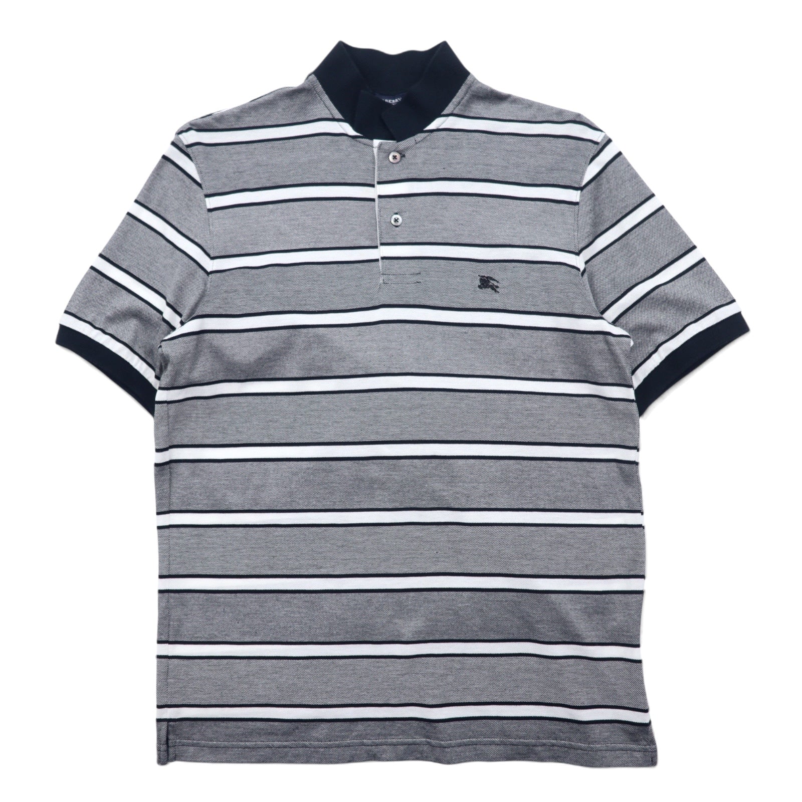 BURBERRY LONDON Polo a righe L Grigio Cotone con logo ricamato BBV98-508-09 Made in Japan