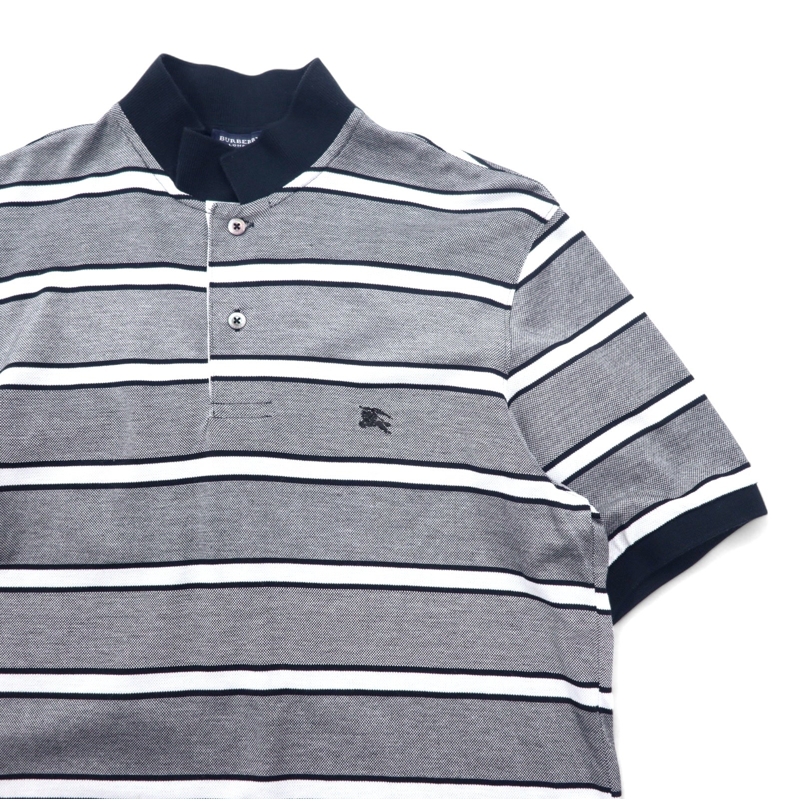 BURBERRY LONDON Polo a righe L Grigio Cotone con logo ricamato BBV98-508-09 Made in Japan