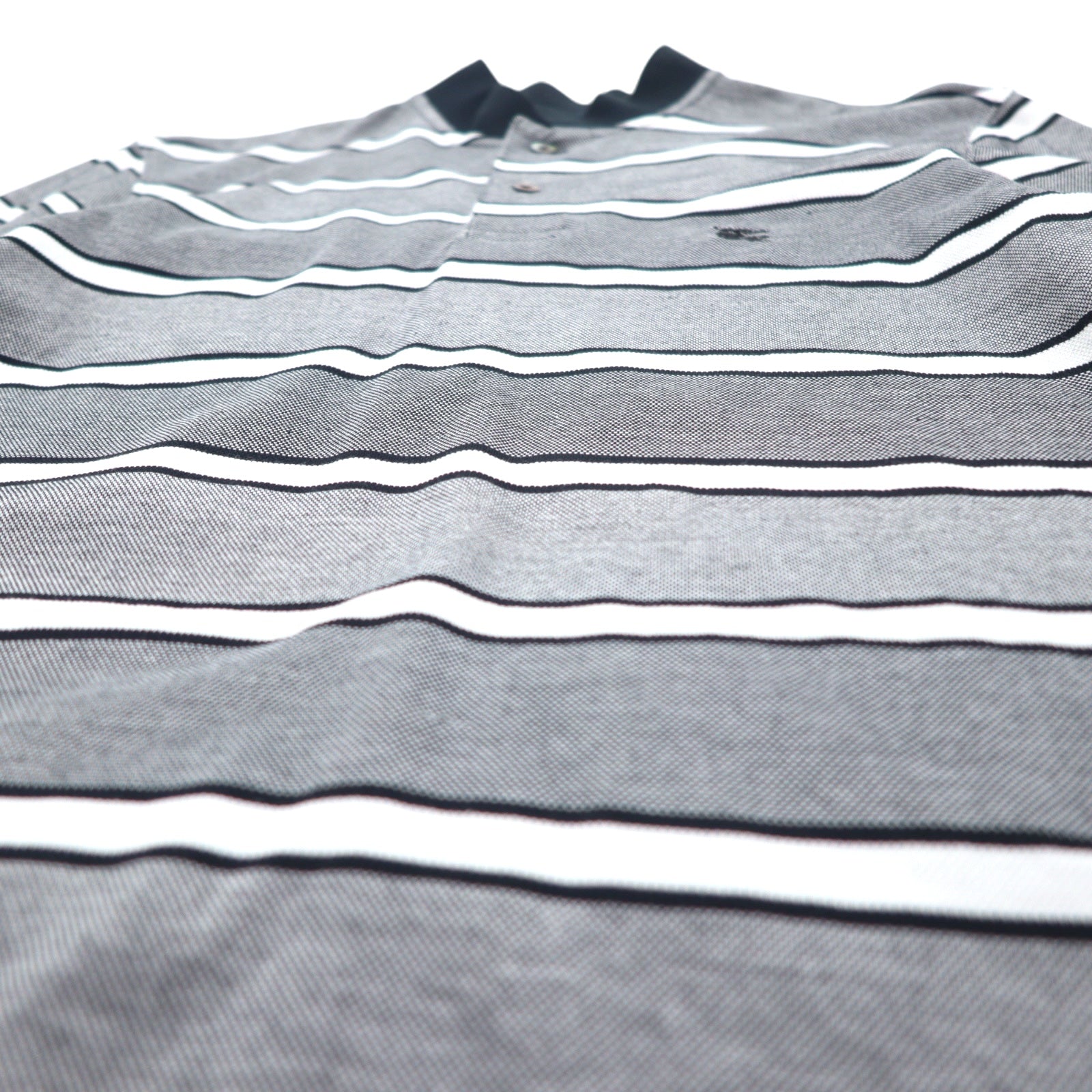 BURBERRY LONDON Polo a righe L Grigio Cotone con logo ricamato BBV98-508-09 Made in Japan