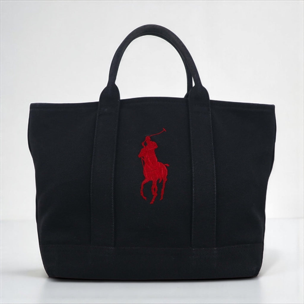 Ralph Lauren ビッグポニー 刺繍 キャンバス トートバッグ ブラック コットン