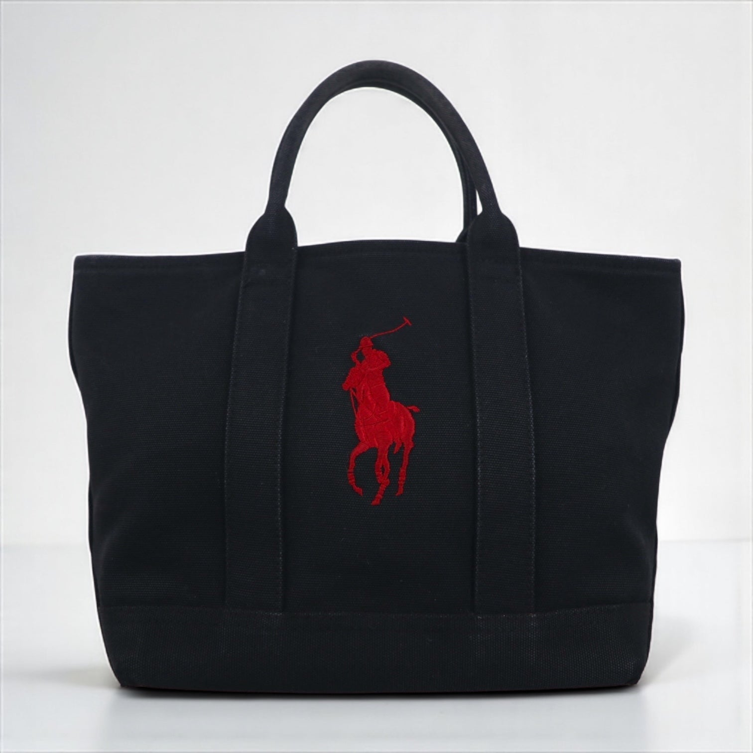 Ralph Lauren ビッグポニー 刺繍 キャンバス トートバッグ ブラック コットン