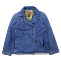 LAUREN JEANS CO. Giacca denim trapuntata doppiopetto anni '90 P-coat XL indaco blu imbottita foderata a quadri