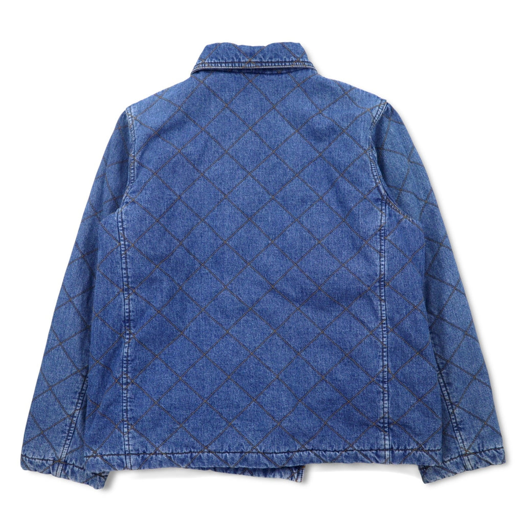 LAUREN JEANS CO. Giacca denim trapuntata doppiopetto anni '90 P-coat XL indaco blu imbottita foderata a quadri