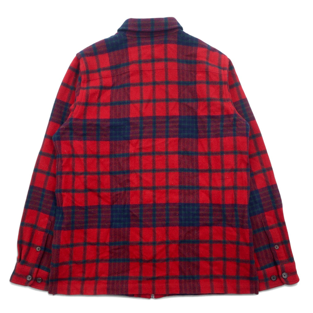 LAUREN RALPH LAUREN anni '90 Giacca in flanella full zip M rosso lana d'agnello scozzese