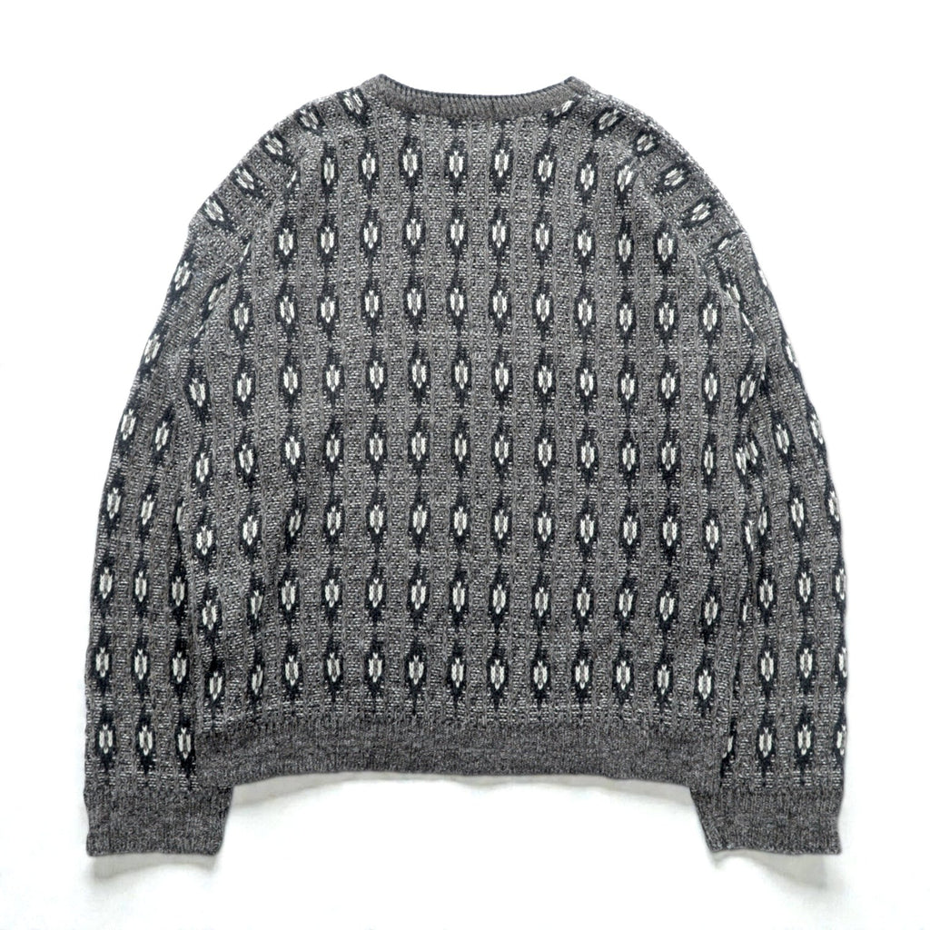 90s USA Vintage Jacquard Knit DAVID TAYLOR 総柄 ジャガード ニット セーター XL グレー 90年代 USA製