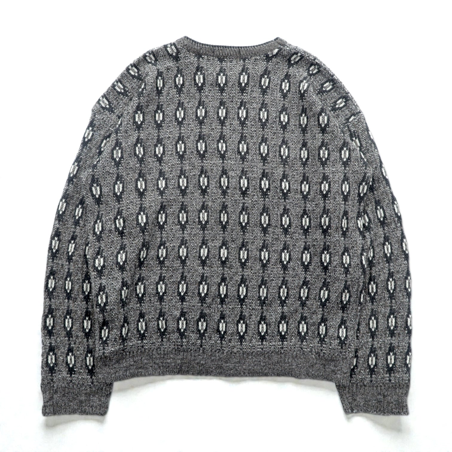 90s USA Vintage Jacquard Knit DAVID TAYLOR 総柄 ジャガード ニット セーター XL グレー 90年代 USA製