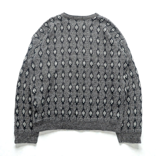 90s USA Vintage Jacquard Knit DAVID TAYLOR 総柄 ジャガード ニット セーター XL グレー 90年代 USA製